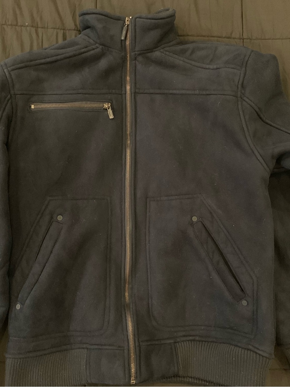 Men's Dark Navy Lightweight Zip-Up Shirt Jacket